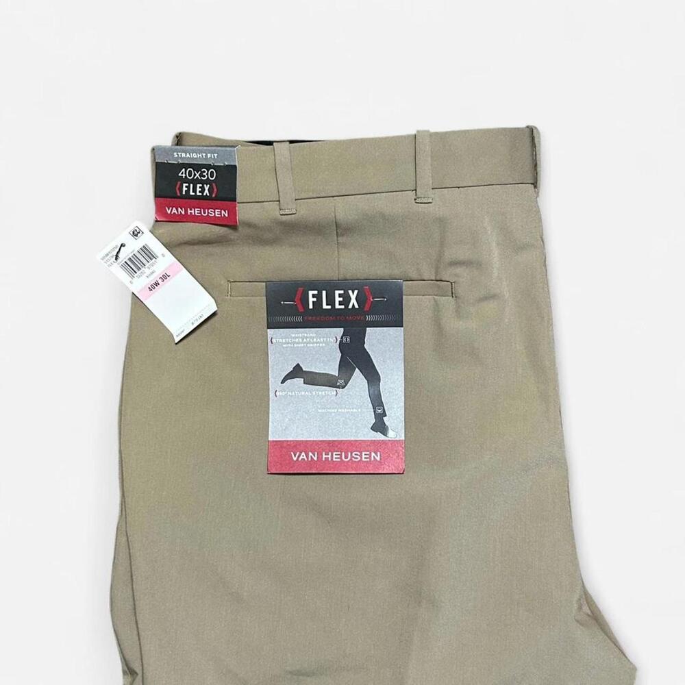 NWT Van Heusen Flex Straight Fit Pants‎ Beige Size 40x30